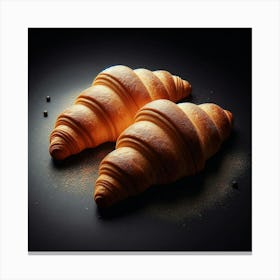 Croissants On A Black Background Canvas Print