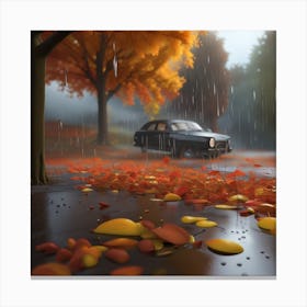 Car In The Rain Canvas Print