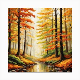 Forest In Autumn In Minimalist Style Square Composition 165 Canvas Print