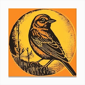 Retro Bird Lithograph Yellowhammer 2 Canvas Print