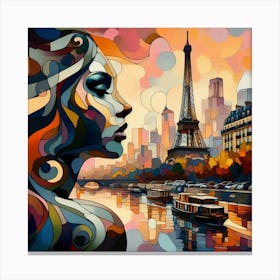 Abstract Art French woman in Paris 1 Canvas Print