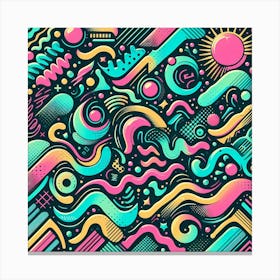 Retro Style Doodles Canvas Print