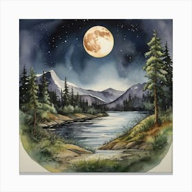 Full Moon In The Mountains Canvas Print