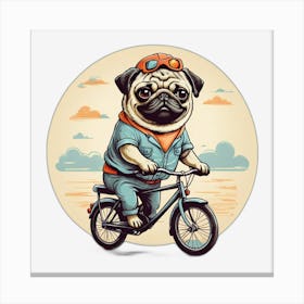 Pug Riding A Bike Canvas Print