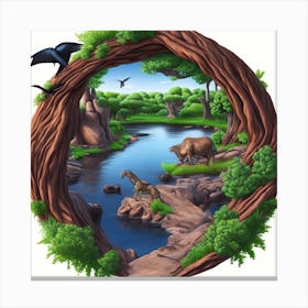 Wild Animals In The Forest Canvas Print