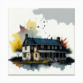 Colored House Ink Painting (122) Canvas Print
