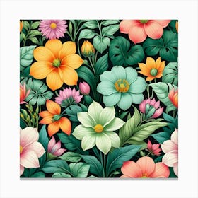 Seamless Floral Pattern 11 Canvas Print