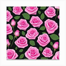 Pink Roses Seamless Pattern 5 Canvas Print