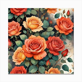 Roses Seamless Pattern 7 Canvas Print