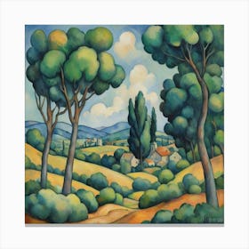 Pastoral Dreamscape Painting Inspired By Paul Cezanne 0 Canvas Print