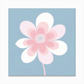 A White And Pink Flower In Minimalist Style Square Composition 173 Canvas Print