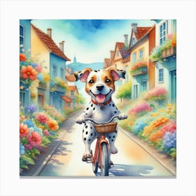 Dalmatian On A Bicycle art Canvas Print