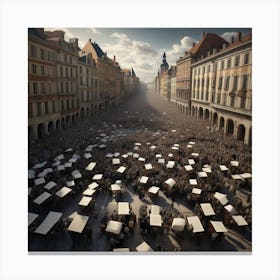 Crowd Of People In A City Canvas Print