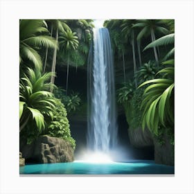 Waterfall In The Jungle Canvas Print