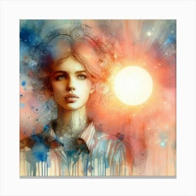 Girl With The Sun Canvas Print