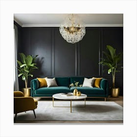 Black And Gold Living Room 1 Canvas Print