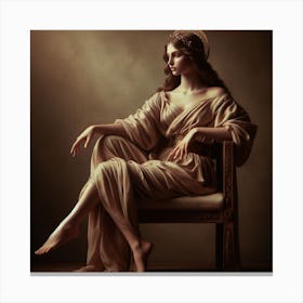 Graceful woman sitting on a chair Canvas Print