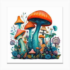 Mushrooms And Flowers 63 Canvas Print