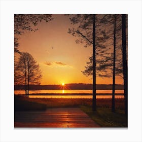 Sunset Over Lake 35 Canvas Print