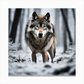 Wolf In The Woods 11 Canvas Print