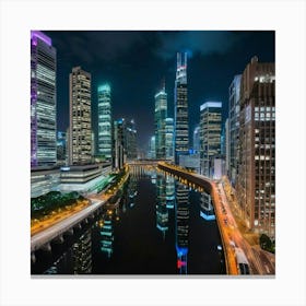 Hong Kong City At Night 4 Canvas Print