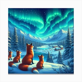 Foxes In The Snow Canvas Print