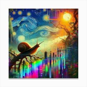 Starry Night Snail Van Gogh Canvas Print