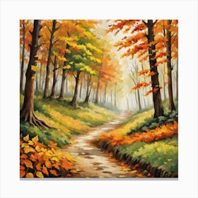 Forest In Autumn In Minimalist Style Square Composition 62 Canvas Print