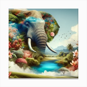 Elephant In The Jungle Canvas Print