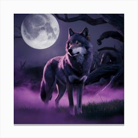 Wolf At Night Canvas Print