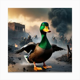 Duck In Battle Canvas Print