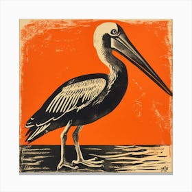 Retro Bird Lithograph Pelican 3 Canvas Print