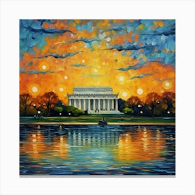Sunset At The Lincoln Memorial Canvas Print