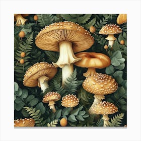 Seamless Pattern With Mushrooms Canvas Print