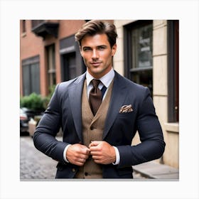 Male Brown Hair Man Brunette Natural Handsome Stylish Confident Charming Masculine Dapper Canvas Print