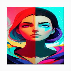 Girl With Colorful Hair Canvas Print