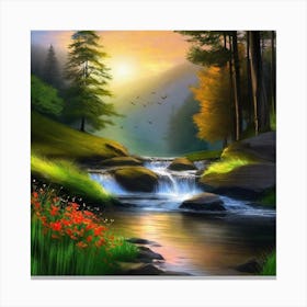 Waterfall In The Forest 41 Canvas Print
