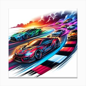 Race Cars On The Track Canvas Print