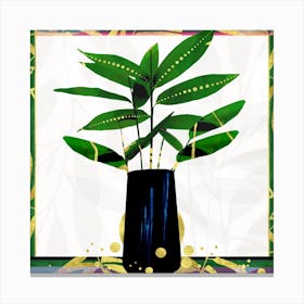 Asian Vase Bamboo Square Canvas Print