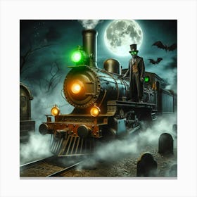 Halloween Train In The Cemetery Canvas Print