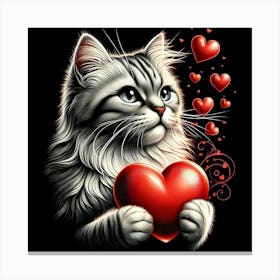 Cat With Heart 1 Canvas Print