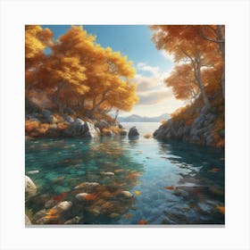 Autumn Trees In A Lake 1 Canvas Print