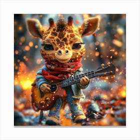 Giraffe Playing Guitar Canvas Print