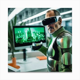 Futuristic Man In Vr Glasses 4 Canvas Print