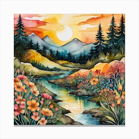 Sunset By The River 1 Canvas Print