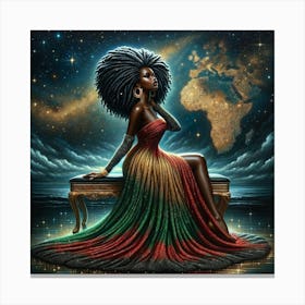 African Woman Sitting On Bench Canvas Print