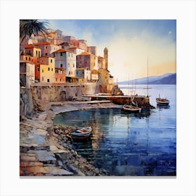 Italian Sunsets: Watercolour Whispers of Coastal Magic Canvas Print