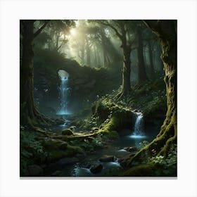 Waterfall In The Forest 72 Canvas Print