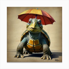 Turtle With Umbrella 1 Canvas Print