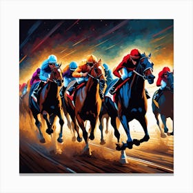Horse Racing At Night 1 Canvas Print